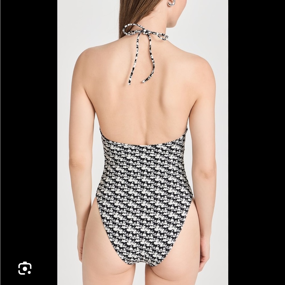 SOLID & STRIPED Black and White Halter One-Piece Swimsuit - Picture 2 of 5